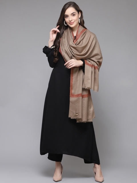 

Cayman Women Brown & Red Woollen Design Shawl