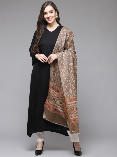 

Cayman Women Brown & Beige Woollen Woven Design Shawl