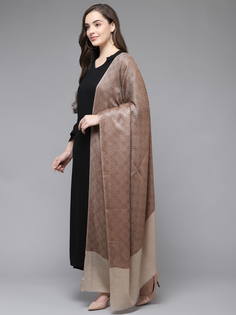 

Cayman Women Brown & Beige Ethnic Motifs Woven Design Shawl