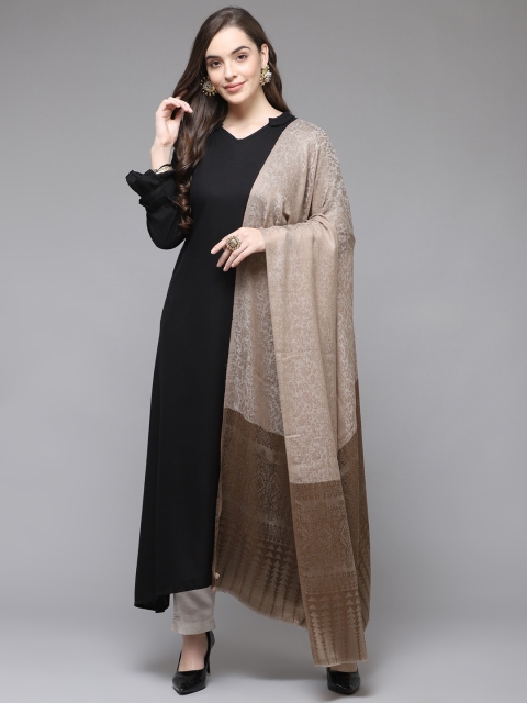 

Cayman Women Beige & Brown Woollen Woven Design Shawl