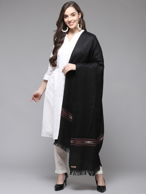 

Cayman Women Black & Beige Woollen Self Design Shawl