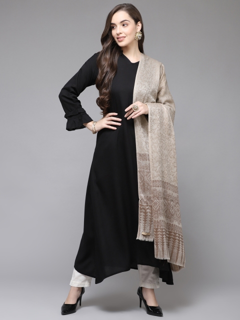 

Cayman Women Beige & Brown Woollen Woven-Design Shawl
