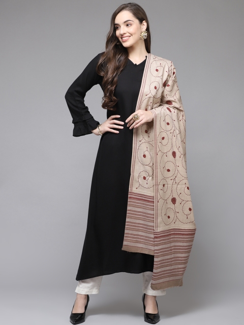 

Cayman Women Red & Beige Woollen Woven Design Shawl
