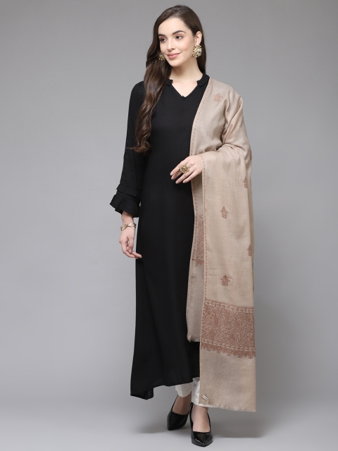 

Cayman Women Beige & Brown Woollen Woven Design Shawl