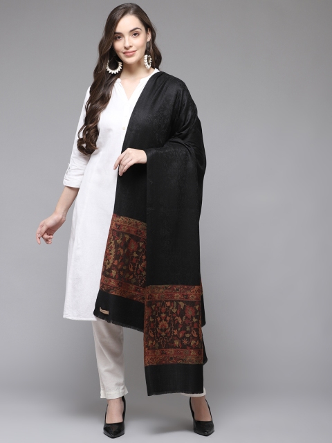 

Cayman Women Black Woollen Woven Design Shawl