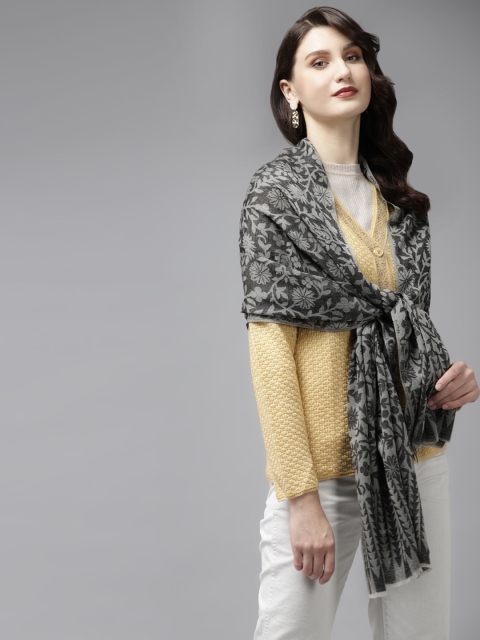 

Cayman Women Grey Woven Design Woollen Stole