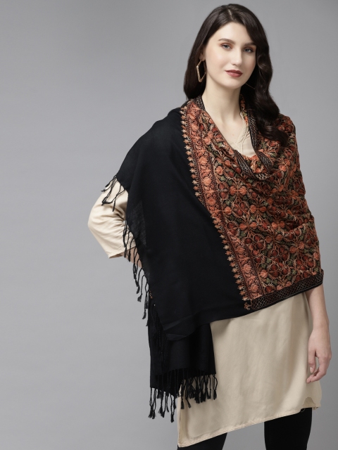 

Cayman Women Black Woven Design Stole