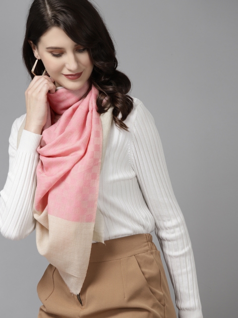 

Cayman Women Pink Checked Woollen Stole