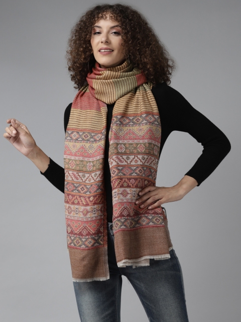 

Cayman Women Brown & Mustard Yellow Striped Stole