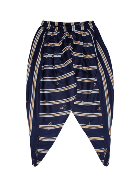 

KiddoPanti Girls Navy Blue & White Striped Woven Dhoti Pants