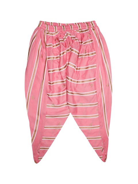 

KiddoPanti Girls Pink & White Striped Woven Dhoti Pants