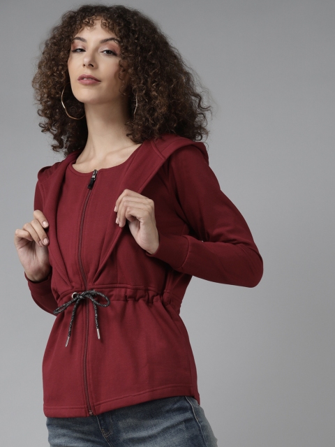 

Cayman Women Maroon Hooded Sweatshirt