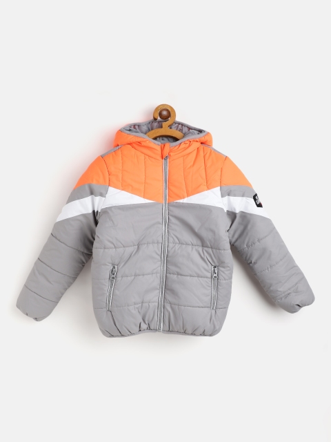 

Killer Boys Fluorescent Orange & Grey Colourblocked Padded Jacket