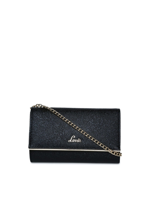 

Lavie Women Black Textured PU Foldover Clutch