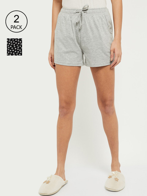 

max Women Pack of 2 Regular Shorts, Grey