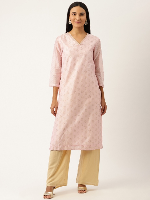 

Ancestry Women Pink Ethnic Motifs Kurta