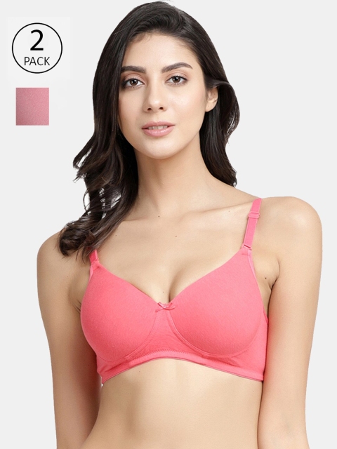 

Inner Sense Women Pink Solid Antimicrobial Wire-free Padded Bra (Pack of 2)