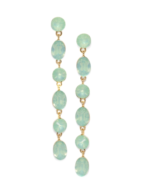 

Blisscovered Green & Gold-Toned Contemporary Drop Earrings