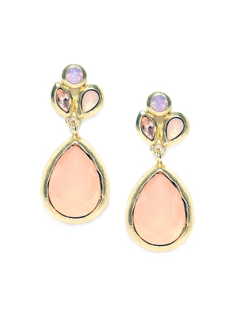 

Blisscovered Pink & Gold-Toned Contemporary Drop Earrings