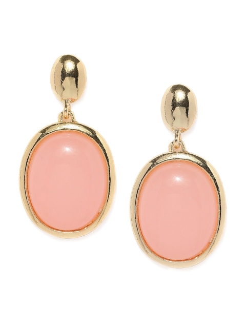 

Blisscovered Peach-Coloured & Gold-Toned Contemporary Drop Earrings