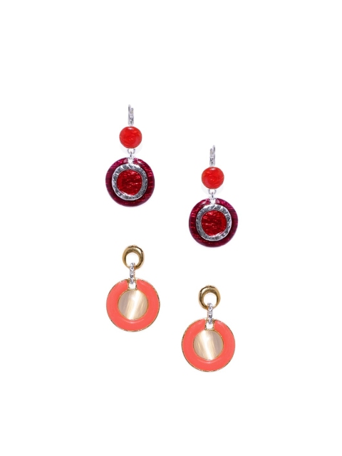 

Blisscovered Set of 2 Contemporary Drop Earrings, Red