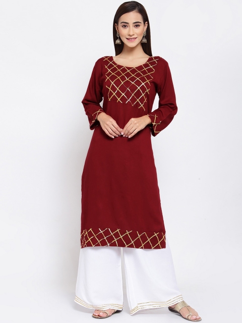 

FERANOID Women Red & White Kurta with Palazzo
