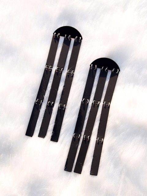 

Bellofox Black Silver-Plated Contemporary Drop Earrings