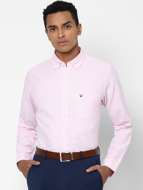 

Allen Solly Men Pink & White Slim Fit Striped Cotton Formal Shirt