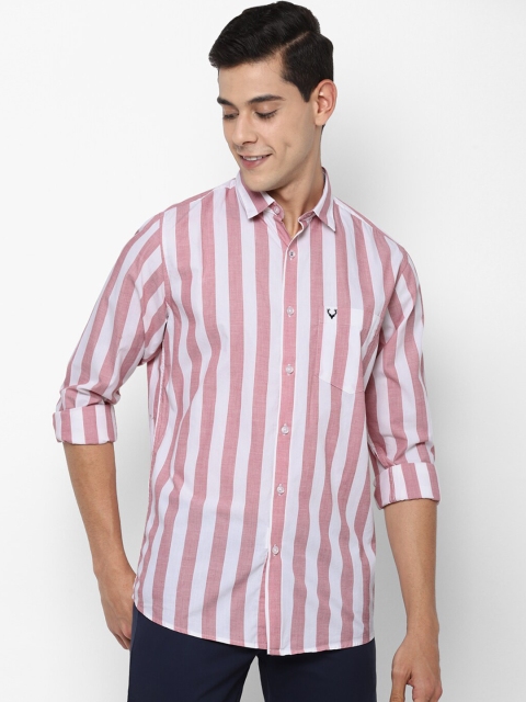 

Allen Solly Men Pink & White Slim Fit Striped Casual Shirt