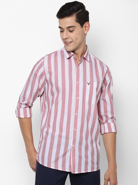 

Allen Solly Men Pink & White Slim Fit Striped Casual Shirt