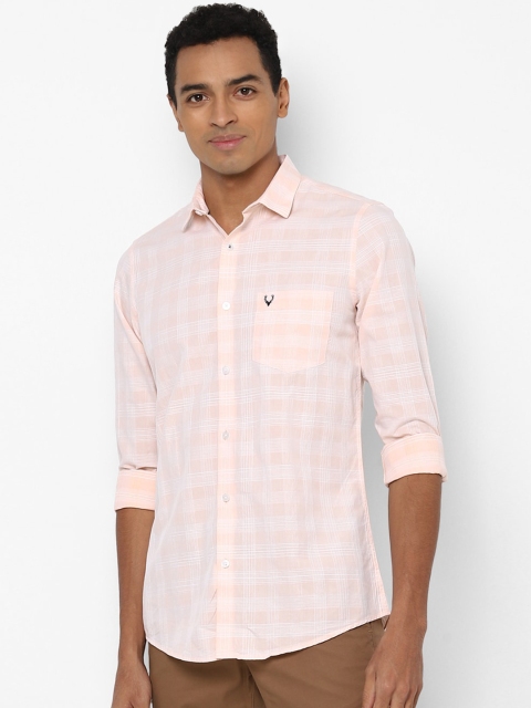 

Allen Solly Men Cream-Coloured Slim Fit Checked Cotton Casual Shirt
