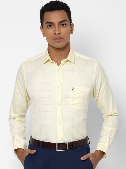 

Allen Solly Men Yellow Slim Fit Checked Cotton Formal Shirt