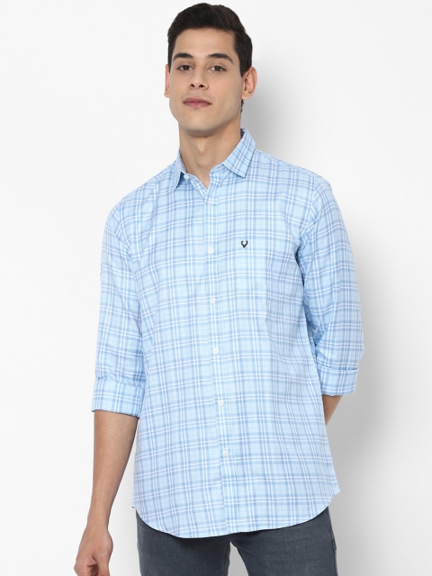 

Allen Solly Men Blue Slim Fit Checked Cotton Casual Shirt