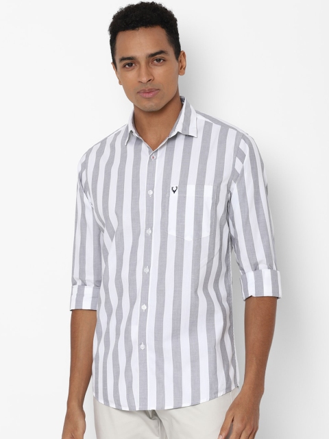 

Allen Solly Men Grey & White Slim Fit Opaque Striped Formal Shirt