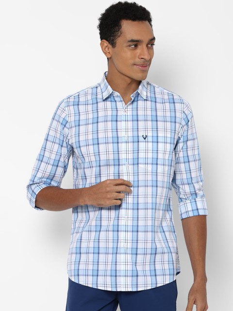 

Allen Solly Men Blue & White Slim Fit Checked Cotton Casual Shirt