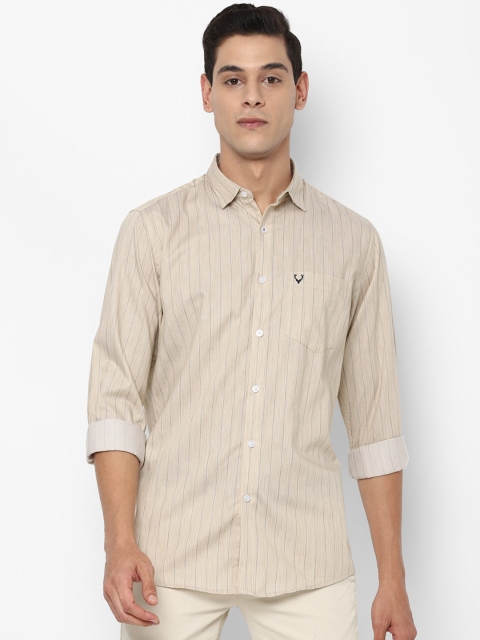 

Allen Solly Men Beige Slim Fit Opaque Striped Casual Shirt