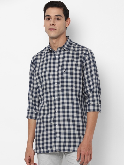 

Allen Solly Men Navy Blue & White Slim Fit Opaque Checked Casual Shirt