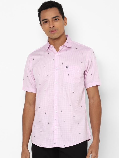 

Allen Solly Men Pink & Black Slim Fit Opaque Printed Cotton Casual Shirt