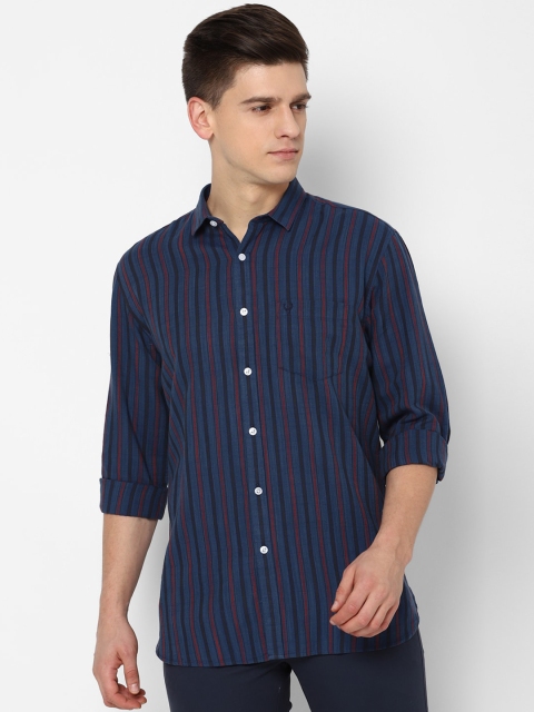 

Allen Solly Men Navy Blue & Red Slim Fit Opaque Striped Cotton Casual Shirt