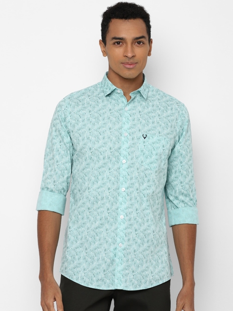 

Allen Solly Men Blue & Green Slim Fit Opaque Printed Tropical Cotton Casual Shirt