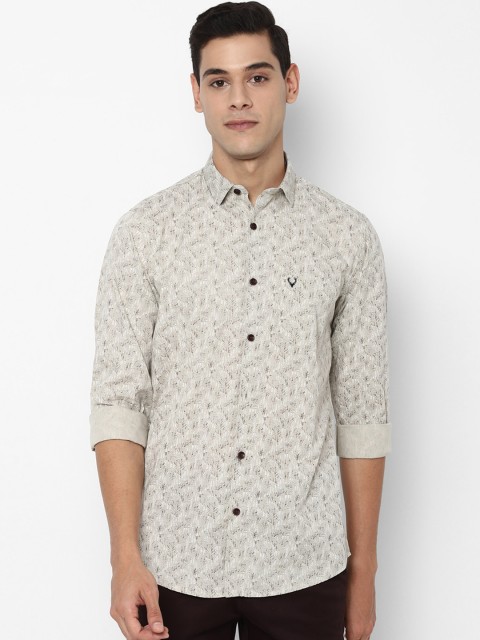 

Allen Solly Men Grey & Black Slim Fit Printed Tropical Cotton Casual Shirt