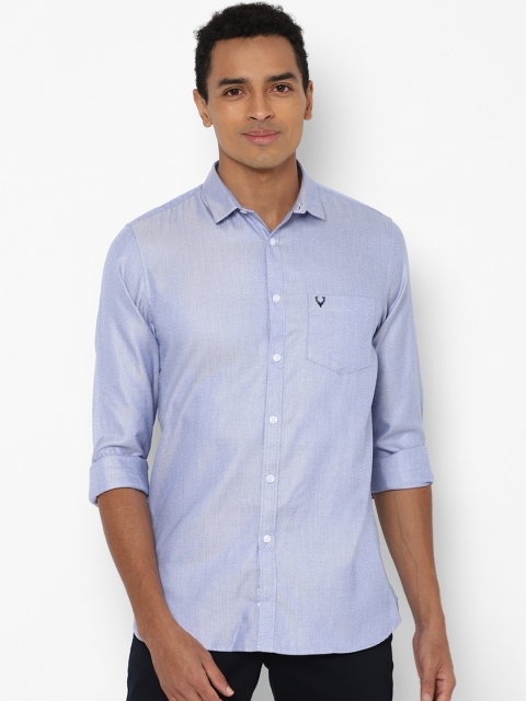 

Allen Solly Men Blue Textured Slim Fit Pure Cotton Casual Shirt