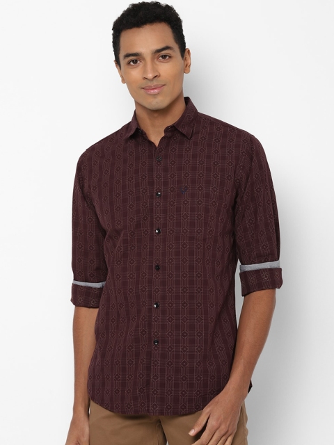 

Allen Solly Men Maroon & White Slim Fit Opaque Printed Pure Cotton Casual Shirt