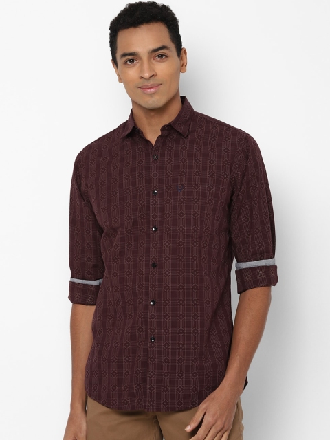 

Allen Solly Men Maroon & White Slim Fit Opaque Printed Cotton Casual Shirt