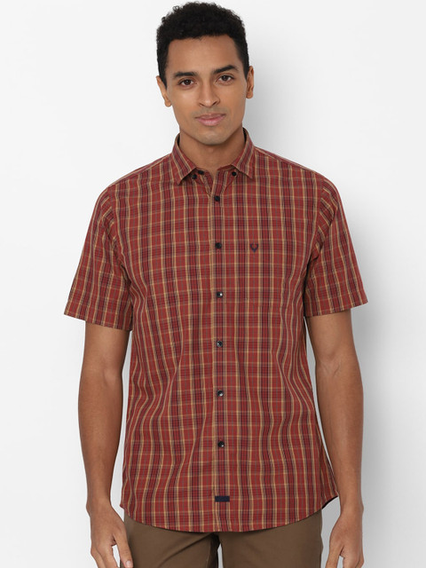 

Allen Solly Men Brown & Yellow Slim Fit Opaque Checked Cotton Casual Shirt