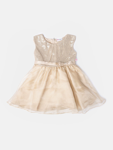 

Peppermint Girls Beige Sequinned Fit & Flare Dress