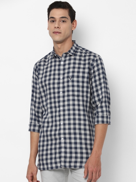 

Allen Solly Men Navy Blue & White Slim Fit Opaque Checked Casual Shirt