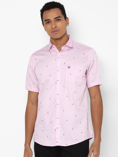 

Allen Solly Men Pink & Black Slim Fit Opaque Printed Cotton Casual Shirt