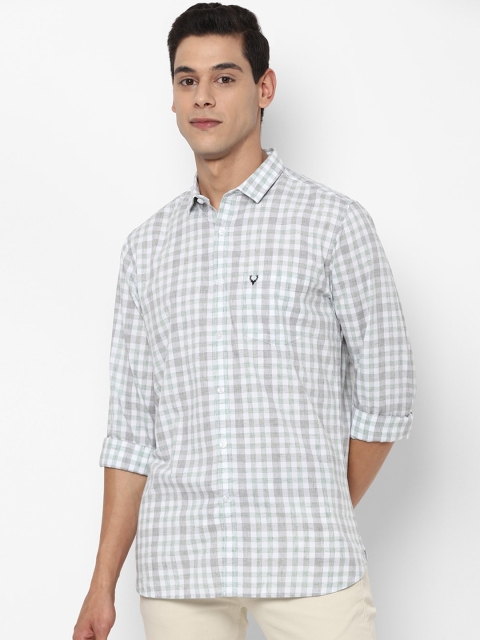 

Allen Solly Men Grey & Green Slim Fit Opaque Checked Cotton Casual Shirt