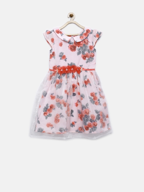 

Peppermint Girls Pink Printed Fit & Flare Dress